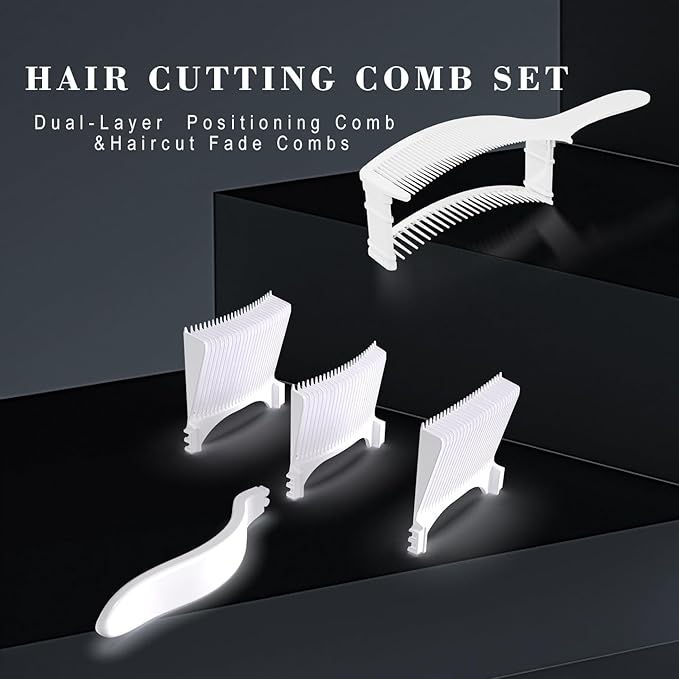 NebulaBloom Professional Hair Cutting comb, Fading Comb, Dual-Layer Fast and Convenient Trimming, Interchangeable Left/Right-hand Self Haircut comb Kit, hair Styling DIY Haircuts, groom tool