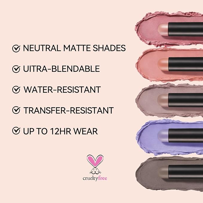 Erinde Cream Matte Eyeshadow Stick, Light Taupe Eye Shadow Sticks, Cream to Powder Eyeshadow Crayon, Buildable & Blendable Long-Lasting Waterproof Eye Shadow Stick, Vegan & Cruelty-Free, 19