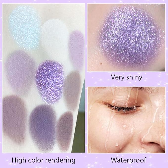 SUAKE Purple Eyeshadow Palette for Eye Makeup,High Pigmented Silver White Tan Grape Brown Color Light Violet Eye Shadow Primers, Matte Shimmer Powder Palet de sombras de ojos