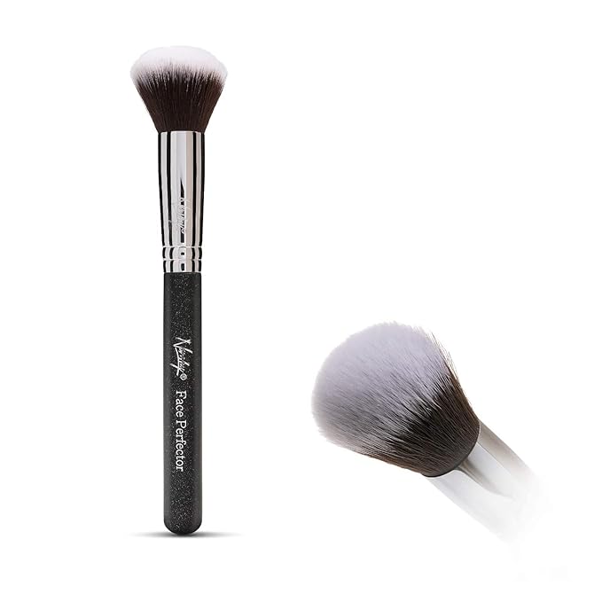 Nanshy Face Perfector Blush Brush - Bronzer Brush & Contour for Powder & Cream Face Makeup Application & Blending - Fluffy Highlighter Brush - Vegan & Cruelty-Free - Black