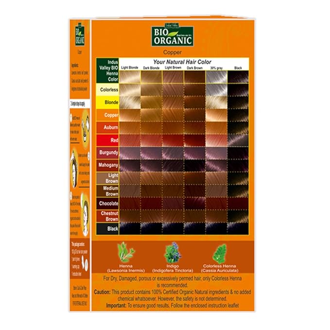 Indus Valley Bio Organic Natural Henna Powder For Hair Dye Copper Brown- 3.5 oz