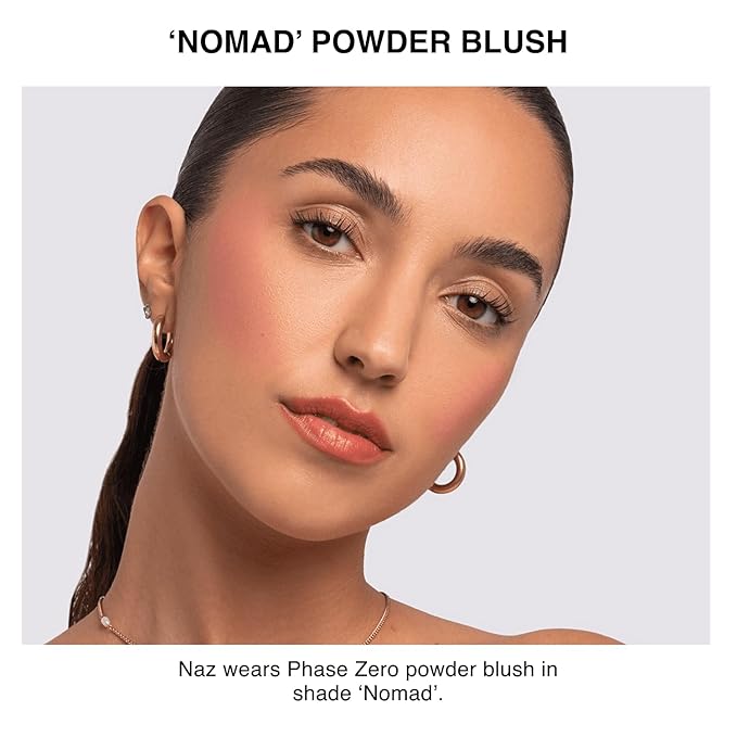 Phase Zero Makeup Powder Blusher | "Nomad" | 5g / 0.18 oz. | Full Coverage, Natural Blush | Soft, Buildable Pink, Coral, Peach & Golden Hues | Matte & Shimmering Shades Gives Cheeks a Radiant Glow