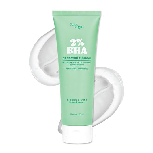 SoloVegan BHA Gel Cleanser | Lightweight, Vegan Korean Skincare for Oily, Acne-Prone Skin (Cleansing Gel, 5.74 fl.oz)