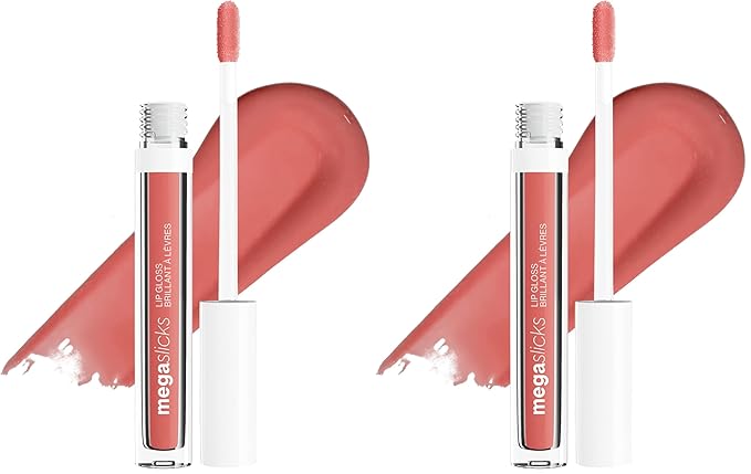 wet n wild MegaSlicks Lip Gloss, Ultra-Glossy, Vitamin-E Enriched, Ultra-Gloss High Shine Moisturizing, Cruelty-Free & Vegan - Attitude Check (Pack of 2)