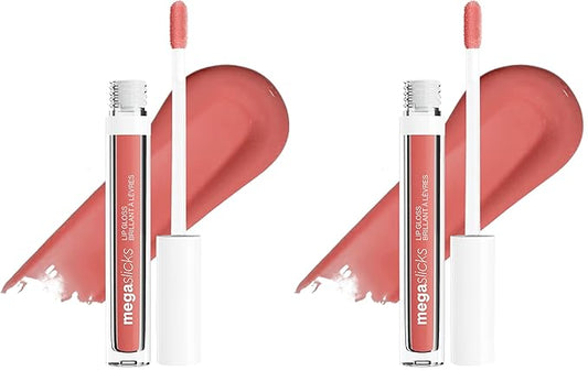 wet n wild MegaSlicks Lip Gloss, Ultra-Glossy, Vitamin-E Enriched, Ultra-Gloss High Shine Moisturizing, Cruelty-Free & Vegan - Attitude Check (Pack of 2)