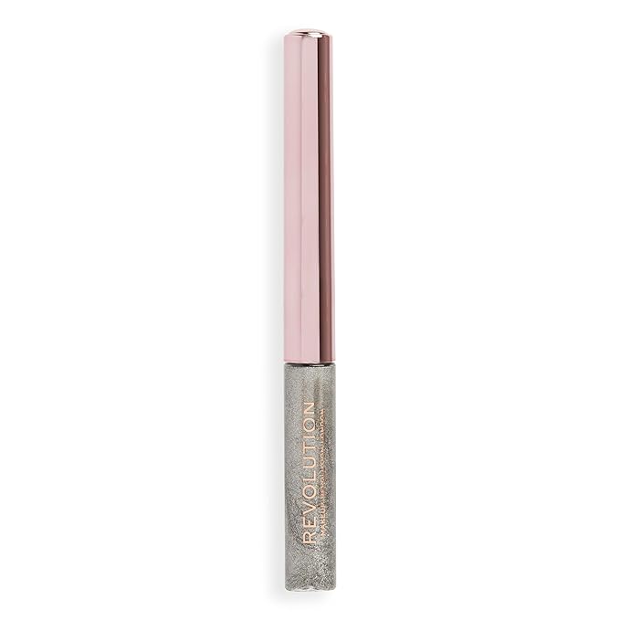 Makeup Revolution, Super Flick Liquid Eyeliner, Highly Pigmented, Silver, 0.08 fl. Oz (Pack of 2)
