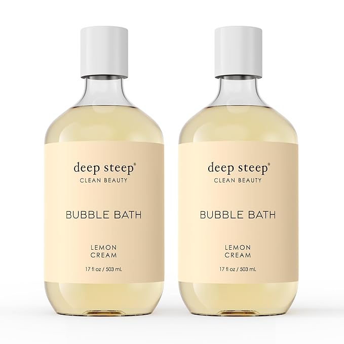 Deep Steep Bubble Bath, Lemon Cream 17 oz (Pack of 2) – Hypoallergenic, Clinically Tested Soothing Soak with Shea Butter & Argan Oil – Sulfate-Free