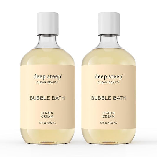 Deep Steep Bubble Bath, Lemon Cream 17 oz (Pack of 2) – Hypoallergenic, Clinically Tested Soothing Soak with Shea Butter & Argan Oil – Sulfate-Free