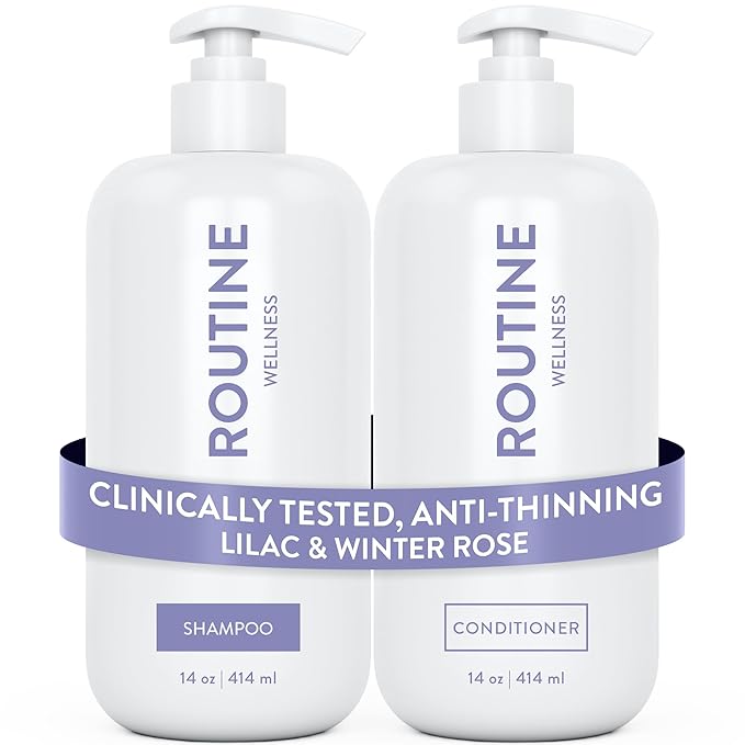 Routine Wellness Anti-Thinning Volumizing Shampoo and Conditioner Set for Thinning Hair & Hair Loss - Grow Your Confidence with Biotin & DHT Blockers - Lilac & Winter Rose Set