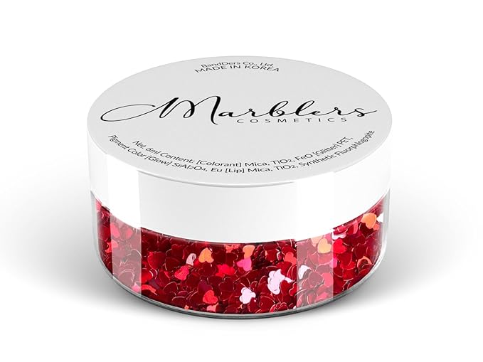 MARBLERS [Heart] Shape Glitter for Body & Face 0.11oz (3g) | Flake | Non-Toxic | Vegan | Cruelty-Free | Eyeshadow, Nail Polish, Nail Art | Festival, Rave & Party Makeup | Body & Face