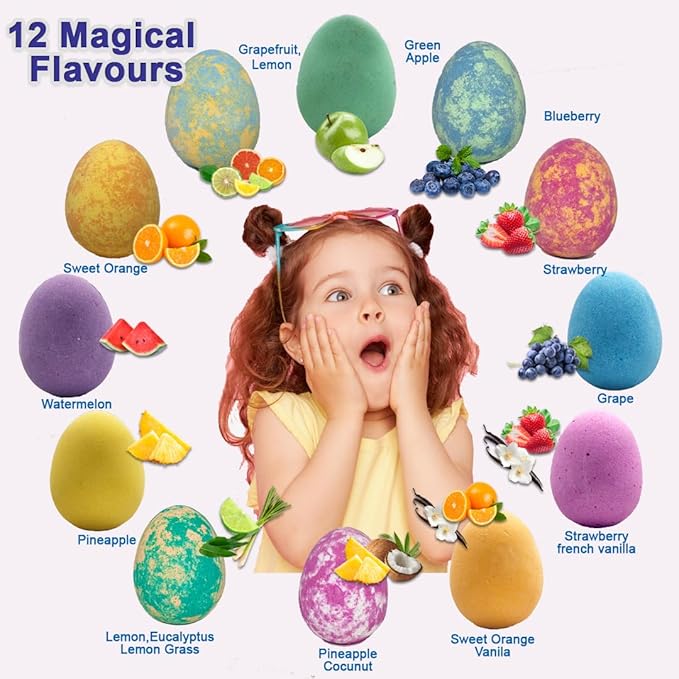 Unicorn Bath Bombs for Girls with Jewelry Inside, Organic Bath Bombs for Kids with Surprise, Natural, Skin Moisturizing BathBombs, Rainbow Bubble Bath. Easter Basket Essentials for Girls, Kids, 12 pk