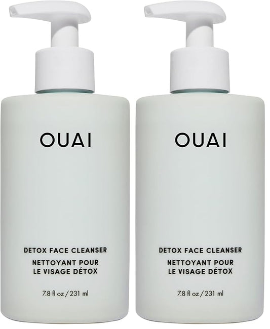 OUAI Detox Facial Cleanser - Deep Cleansing Face Wash with Glycolic Acid, Niacinamide & PHA - Removes Sweat, Dirt & Oil Without Drying - Gentle Face Cleanser for Post-Workout (7.8 Fl Oz) (Pack of 2)