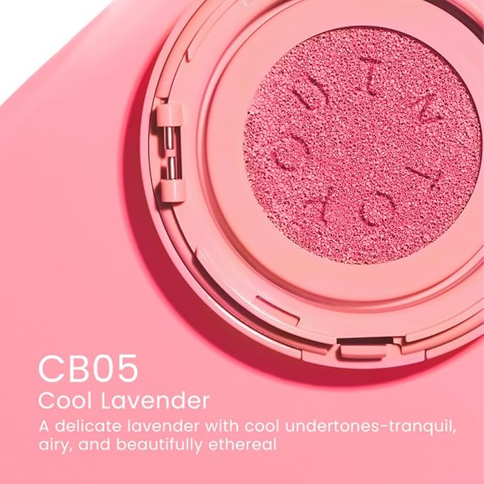 INTO YOU Cream Blush Air Cushion for Cheeks Eyes, Moisturizing, Lightweight, Dewy Finish Face Makeup, Long Wearing, Buildable, Blendable, Pigmented Liquid Blush, for All Skin Tones, Cool Lavender