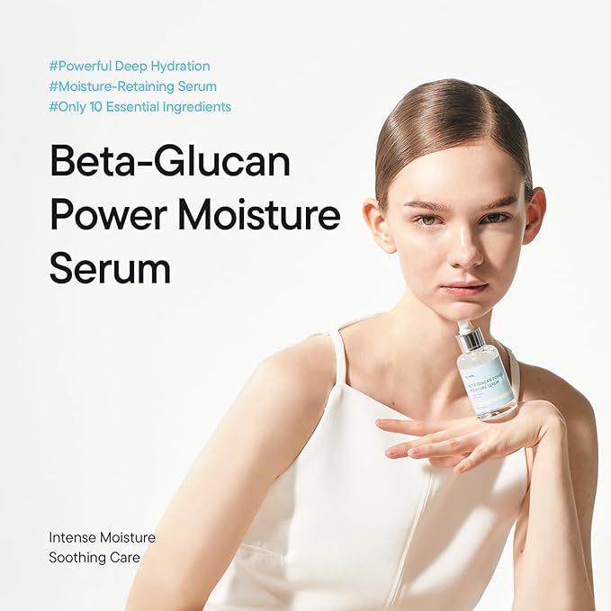 IUNIK Beta-Glucan Power Deep Moisture Serum – Intense Hydration Vegan Korean Serum with Mushroom Yeast Extract – For Dry, Mature, Sensitive Skin, Fine Lines & Loss of Firmness