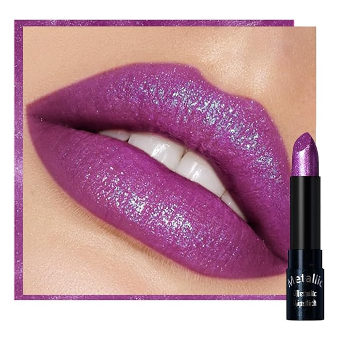 Kaely Glitter Metallic Lipstick Makeup, Shimmer Metallic Lipsticks for Women, High Pigmented Lip Gloss Long Lasting Waterproof Smudge Proof, Vegan & Cruelty-Free, 12