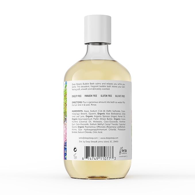 Deep Steep Bubble Bath, Strawberry Plum 17 oz (Pack of 2) – Hypoallergenic, Clinically Tested Soothing Soak with Shea Butter & Argan Oil – Sulfate-Free
