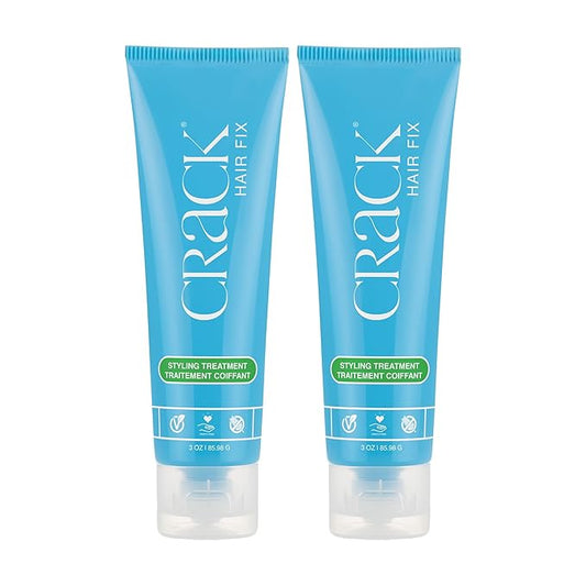 Crack HAIR FIX Styling Treatment - Multi-Tasking, Anti-Frizz, Leave-In Styling Cream with Protection from Humidity, Chlorine, Heat Treatments & Sun (3 Oz - PACK OF TWO)