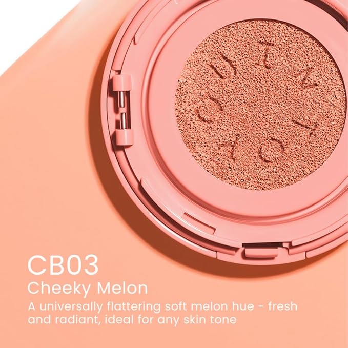 INTO YOU Cream Blush Air Cushion for Cheeks Eyes, Moisturizing, Lightweight, Dewy Finish Face Makeup, Long Wearing, Buildable, Blendable, Pigmented Liquid Blush, for All Skin Tones, Cheeky Melon