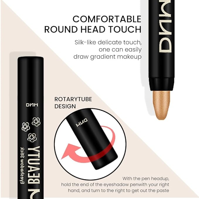 evpct 2Pcs Cream Eyeshadow Sticks Set for Eyes Light Khaki & Desert Gold Shimmer Eye Crayon Shadow Brightener Stick Pencil Pen Bulk sombras en crema para ojos 04+06
