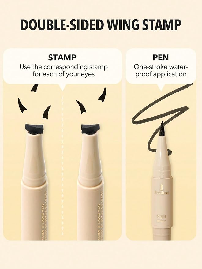 SHEGLAM Get Foxy Eye Stamp & Liner Pen 3 In 1 Waterproof Liquid Eyeliner Pencil Cat Eye Smudge-Proof Long-Lasting