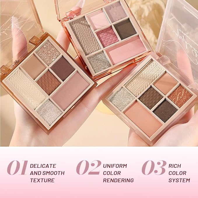 7Colors Eyeshadow Makeup Palette,Pink Mauve Brown Champagne Natural Neutral Eye Shadow Palettes for Older Women,Long Lasting Naturing-Looking,Lightweight,Eye Makeup Kit Travel Size,Vegan
