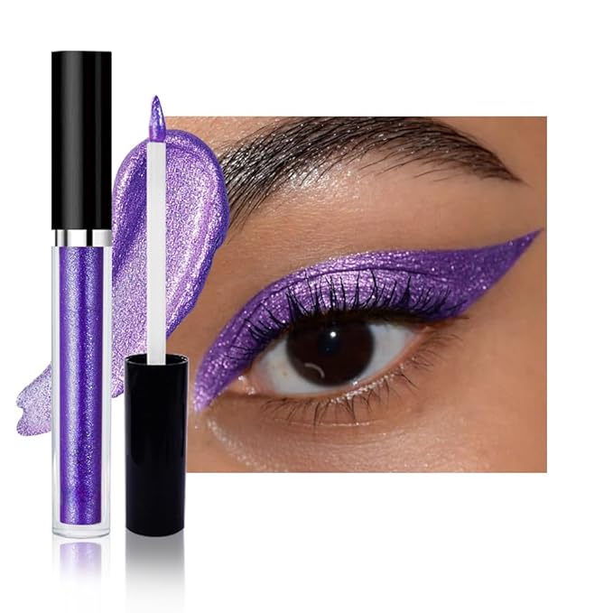 SUAKE Liquid Sparkling Glitter Eyeshadow Stick Pack - High Pigment Shimmer Metallic Eye Shadow, Long-Lasting, White Blue Black Gold Purple Bold Colors,Quicking-Dry (7#-Purple, Pack of 1)