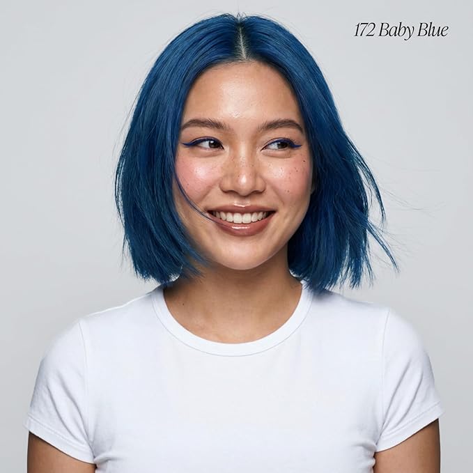 Adore Semi Permanent Hair Color (172 Baby Blue) | Vegan & Cruelty-Free Blue Hair Dye | No Ammonia, No Peroxide, No Alcohol | 4 Fl Oz
