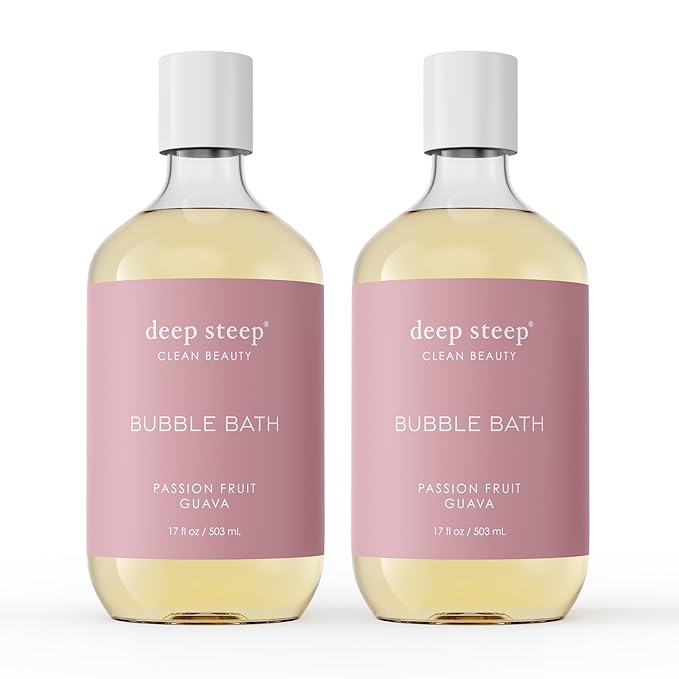 Deep Steep Bubble Bath, Passion Fruit Guava 17 oz (Pack of 2) – Hypoallergenic, Clinically Tested Soothing Soak with Shea Butter & Argan Oil – Sulfate-Free