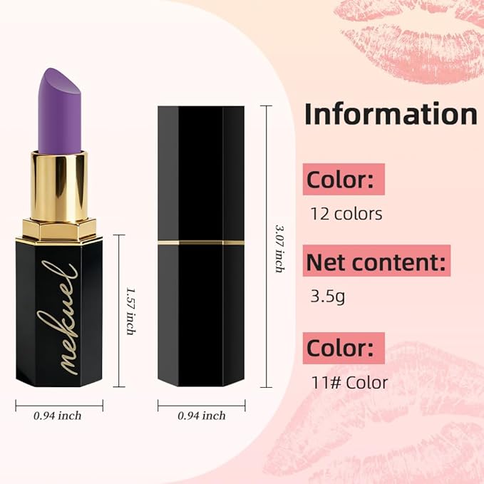 Violet Velvety Matte Lipstick for Women, Creamy Lipstick Long Lasting Waterproof, Women Gift Lipsticks, Longwear Lip Stick Makeup Smudge Proof, Rich Color Lipsticks Vegan & Cruelty Free