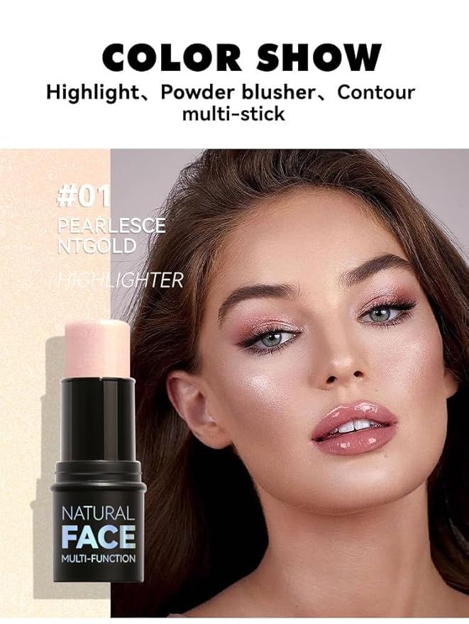 Natural Blush Stick for Cheeks & Lips - Creamy, Buildable, Vegan Makeup ，Long-Lasting, Easy Blend, Travel-Friendly (01)