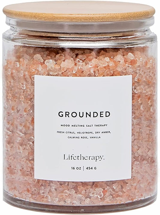 Lifetherapy Himalayan & Dead Sea Salt Soak – Grounded | Clean, Skin-Loving Formula | Vegan & Gluten Free Hydrating | Nourishing Vitamins | Bath Salts | Free of Parabens, Sulfates & Phthalates 16oz