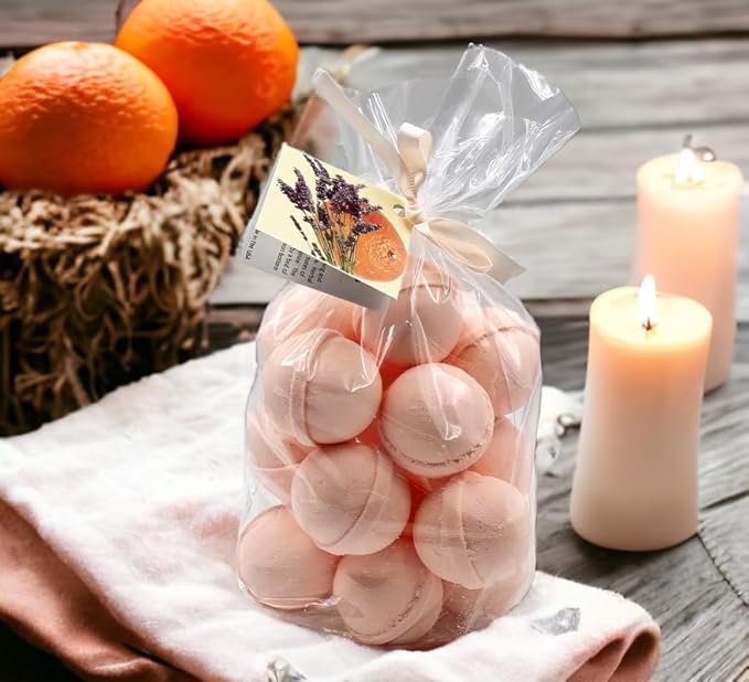 Bath Bombs 14 Set 1 oz/ea, Natural and Organic, USA Handmade | Aromatic Bath Fizzies, Stress Relief | Nourishing, Shea & Coco Butter | Gift Idea | Vegan & Cruelty-Free - Clementine Lavender