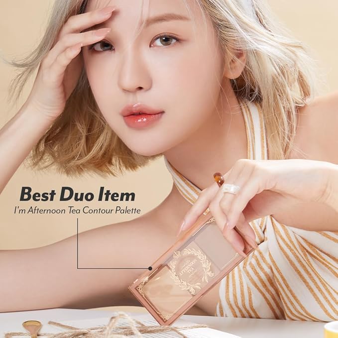 I'M MEME Blusher Palette - Afternoon Tea_Warm FLavor | Soft Pink, Peach, Lavender, 3 Shades Palette, Matte Powder, Face & Cheeks, For All Skin Tones, Powdery Finish, Lightweight Formula, 0.4 Oz