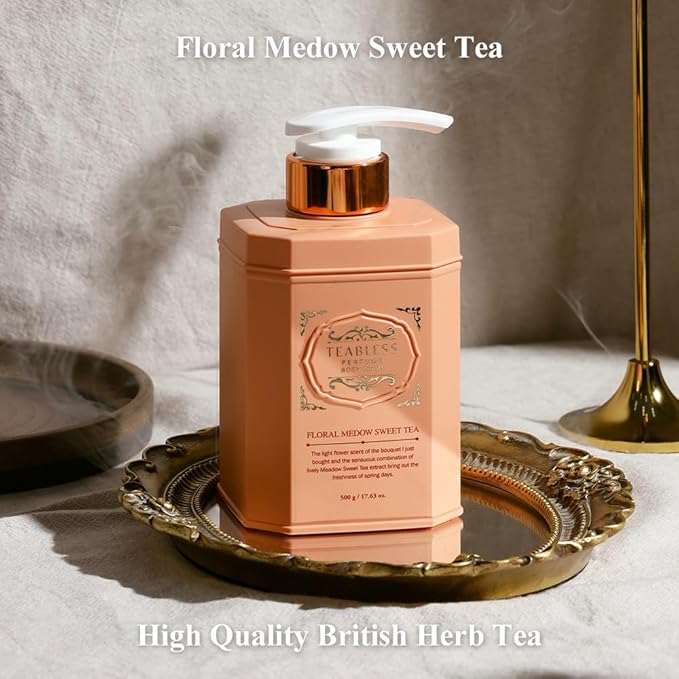 Floral Meadow Sweet Tea Perfumed Body Wash, Hydrating Vegan Body Cleanser for Sensitive Skin | Gentle, Moisturizing, Non-Sticky, Grapefruit Jasmine Scent, Mild Scrub | Korean Skin Care