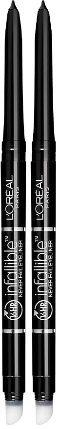L'Oreal Paris Makeup Infallible Never Fail Original Mechanical Pencil Eyeliner with Built in Sharpener,Slate,0.008 oz.,(Pack of 2)