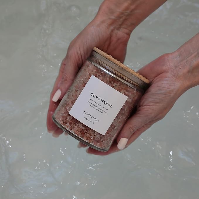 Lifetherapy Himalayan & Dead Sea Salt Soak – Empowered | Clean, Skin-Loving Formula | Vegan & Gluten Free Hydrating | Nourishing Vitamins | Bath Salts | Free of Parabens, Sulfates & Phthalates 16oz