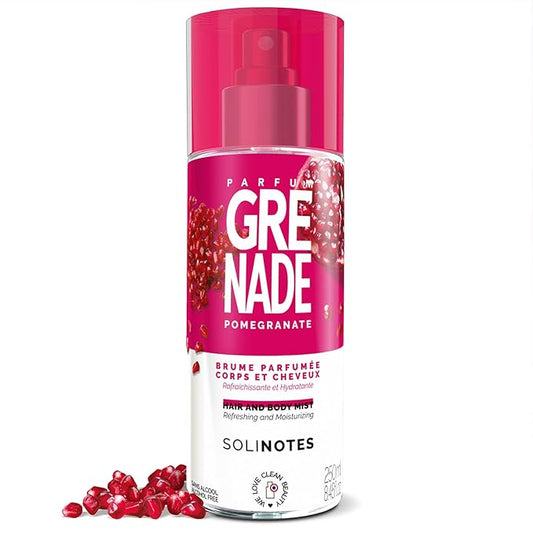 Solinotes Pomegranate Body Mist–Alcohol-Free, Long-Lasting Fragrance Spray with Pomegranate, Fruity Citrus Scent – Clean, Cruelty-Free Hair & Body Perfume Spray for Women (8.45 Fl Oz)