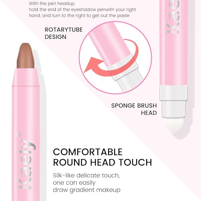 2in1 Matte Cream Eye Shadow Stick -Stone Matte, Eyeliner Pencil Eyeshadow Palette Makeup, Waterproof Long Lasting Brightener, Crease Proof & Smudge Resistant, Cream Eyeshadow with Built-in Smudger
