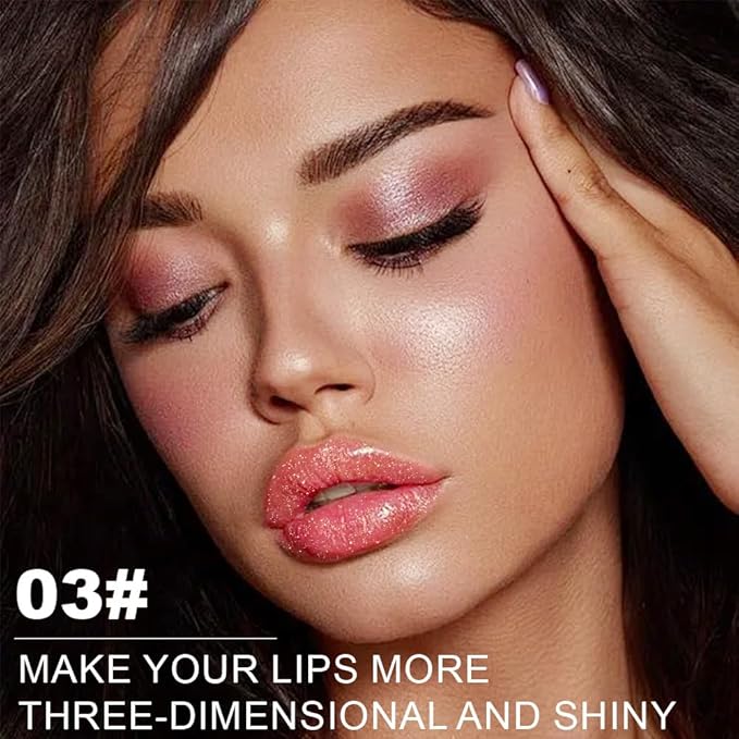 Kaely Glitter Metallic Lipstick Makeup, Shimmer Metallic Lipsticks for Women, High Pigmented Lip Gloss Long Lasting Waterproof Smudge Proof, Vegan & Cruelty-Free, 03