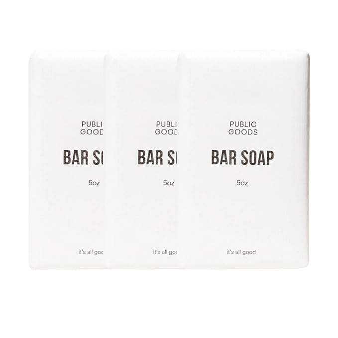 Public Goods 3-Pack Bar Soap for Women & Men | Hand & Body Soap for Sensitive Skin | Natural Fragrance from Organic Essential Oils | For Bath & Shower | Non Toxic, Vegan Friendly | 5 Oz | 3 Count