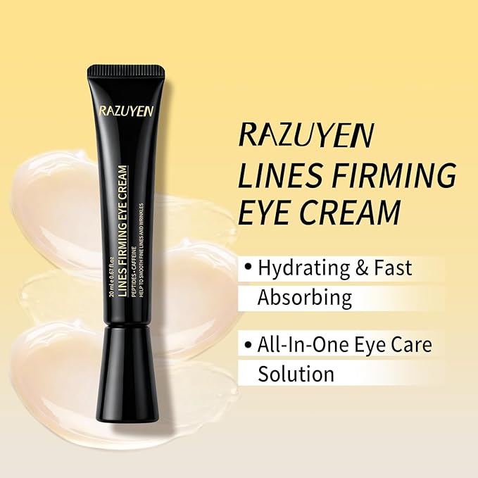 Under Eye Cream For Dark Circles, Puffiness and Wrinkles, Hyaluronic Acid + Peptide + Caffeine Eye Cream Anti Aging, Hydrating Eye Care, 20ml/0.67 fl oz
