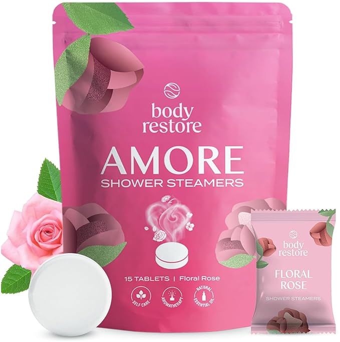 Body Restore Bath Bombs Aromatherapy 15 Pack – Birthday Gifts for Women, Men, Easter Basket Stuffers, Stress Relief, Relaxation, Self Care – Rose Shower Steamers