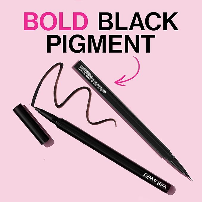 wet n wild Breakup Proof Skinny Ultra-Fine Brush Tip Waterproof Liquid Eyeliner Ultra Black (Pack of 2)