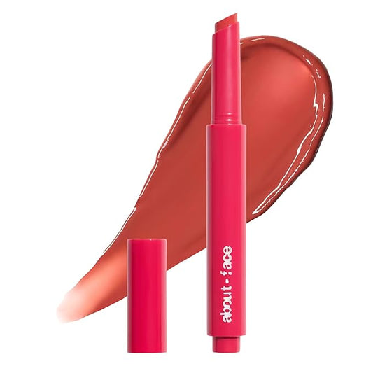 aboutface Cherry Pick Lip Color Butter – High-Shine, Hydrating Lip Balm with Pomegranate Flower Extract & Cherry Butter – Vegan, Cruelty-Free, Clean Beauty – 0.06 oz (Peach Punisher – Cinnamon Peach)