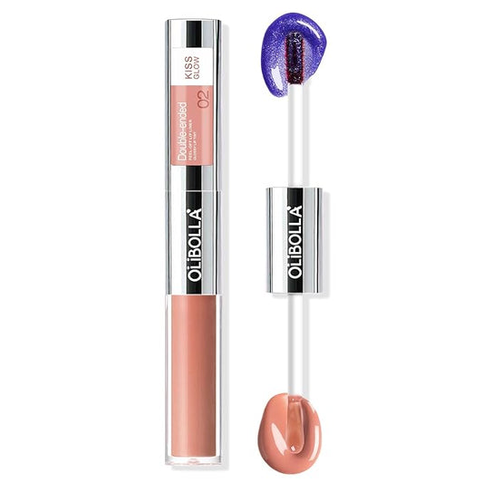 Double-Ended Peel-Off Lip Liner & Gloss Tint – Long-Lasting Hydrating Lip Color, Smudge-Proof & Kiss-Proof Gloss Duo for Plump Shiny Lips (02 Honey Nude)