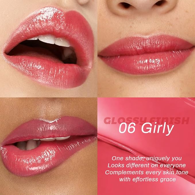 Honey Lipstick Tinted Lip Balm - Shine Moisturizing Lipstick for Women, Natural Nourishing Hydrating Lip Gloss Stain for Dry Lips, Tint Sheer Lightweight Makeup, Vegan - 2Pc Rose & Girly