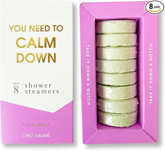Aromatherapy Shower Steamers - You Need to Calm Down - Eucalyptus, Set of 8 - Vegan, Cruelty-Free, Made in USA - Paraben, Sulfate & Phthalate-Free - Stress Relief Self Care Gift