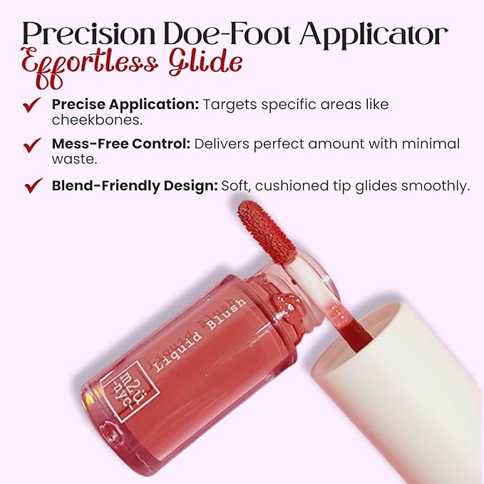 M2U NYC Red Hydrating Liquid Blush - Soft, Dewy Liquid Blush for Cheeks with High Pigment Color & Breathable Feel - Lightweight & Blendable, Long-Wearing & Smudge Proof Formula (Big Apple)