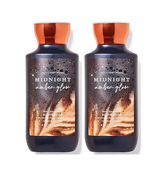 Bath & Body Works and Midnight Amber Glow Super Smooth Lotion Sets Gift For Women 8 Oz -2 Pack (Midnight Amber Glow)