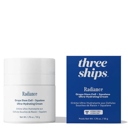 Three Ships - Radiance Grape Stem Cell + Squalane Ultra-Hydrating Cream | Hydrate, Soften, Replenish Skin | Cruelty-Free, Vegan, Paraben-Free, Sensitive Skin Safe (1.76 oz | 50 g)